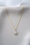 OVAL MOTHER OF PEARL BEZEL SET NECKLACE