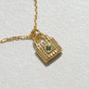 ENJA Lock Necklace w green gemstone
