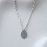 OLEA OVAL WITH ELON CHAIN NECKLACE SILVER