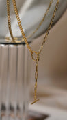 YNEZ DOUBLE CHAIN LARIAT NECKLACE