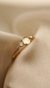 [DEMI-FINE] One Of A Kind - Moonstone Cabochon with 4 Diamonds Ring (Yellow Gold)